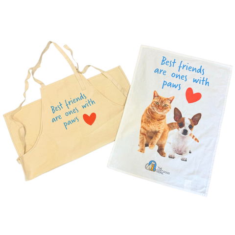 Best Friends Set -"Best friends are the ones with paws" Apron & Tea Towel